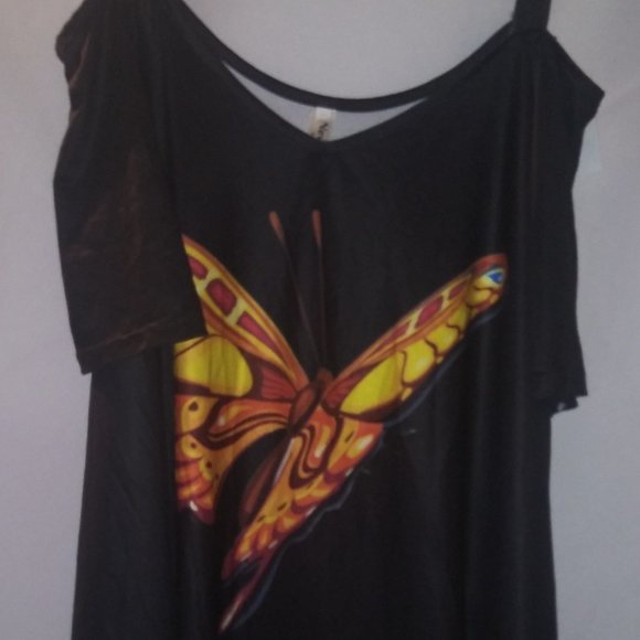 PLUS SIZE 5X COLD SHOULDER SWING BUTTERFLY DRESS - Picture 1 of 6